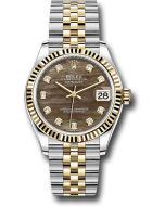  *Pre-Owned* Rolex Steel and Yellow Gold Datejust 31 Watch - Fluted Bezel - Dark Mother-of-Pearl Diamond Dial - Jubilee Bracelet
