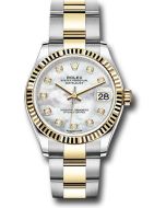  *Pre-Owned* Rolex Steel and Yellow Gold Datejust 31 Watch - Fluted Bezel - Mother-of-Pearl Diamond Dial - Oyster Bracelet