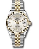 *Pre-Owned* Rolex Steel and Yellow Gold Datejust 31 Watch - Fluted Bezel - Silver Diamond Dial - Jubilee Bracelet