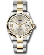  *Pre-Owned* Rolex Steel and Yellow Gold Datejust 31 Watch - Fluted Bezel - Silver Diamond Roman Six Dial - Oyster Bracelet