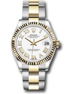  *Pre-Owned* Rolex Steel and Yellow Gold Datejust 31 Watch - Fluted Bezel - White Roman Dial - Oyster Bracelet