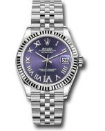 *Pre-Owned* Rolex Steel and White Gold Datejust 31 Watch - Fluted Bezel - Aubergine Roman Diamond 6 Dial - Jubilee Bracelet