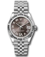  *Pre-Owned* Rolex White Rolesor Datejust 31 Watch - Fluted Bezel - Chocolate Diamond Roman 6 Dial - Jubilee Bracelet
