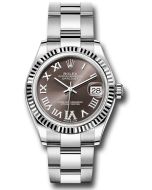 *Pre-Owned* Rolex White Rolesor Datejust 31 Watch - Fluted Bezel - Chocolate Diamond Roman 6 Dial - Oyster Bracelet