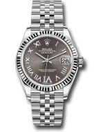  *Pre-Owned* Rolex Steel and White Gold Datejust 31 Watch - Fluted Bezel - Dark Grey Roman Diamond 6 Dial - Jubilee Bracelet