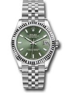  *Pre-Owned* Rolex Steel and White Gold Datejust 31 Watch - Fluted Bezel - Mint Green Index Dial - Jubilee Bracelet