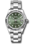  *Pre-Owned* Rolex Steel and White Gold Datejust 31 Watch - Fluted Bezel - Mint Green Index Dial - Oyster Bracelet