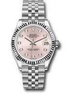  *Pre-Owned* Rolex Steel and White Gold Datejust 31 Watch - Fluted Bezel - Pink Diamond Dial - Jubilee Bracelet