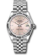  *Pre-Owned* Rolex Steel and White Gold Datejust 31 Watch - Fluted Bezel - Pink Index Dial - Jubilee Bracelet