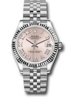  *Pre-Owned* Rolex Steel and White Gold Datejust 31 Watch - Fluted Bezel - Pink Roman Dial - Jubilee Bracelet