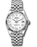 *Pre-Owned* Rolex Steel and White Gold Datejust 31 Watch - Fluted Bezel - White Roman Dial - Jubilee Bracelet