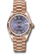  *Pre-Owned* Rolex Everose Gold Datejust 31 Watch - Fluted Bezel - Aubergine Diamond Six Dial - President Bracelet