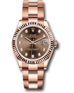  *Pre-Owned* Rolex Everose Gold Datejust 31 Watch - Fluted Bezel - Chocolate Diamond Dial - Oyster Bracelet