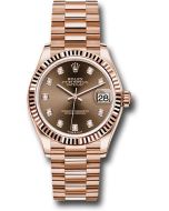  *Pre-Owned* Rolex Everose Gold Datejust 31 Watch - Fluted Bezel - Chocolate Diamond Dial - President Bracelet