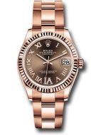  *Pre-Owned* Rolex Everose Gold Datejust 31 Watch - Fluted Bezel - Chocolate Diamond Six Dial - Oyster Bracelet