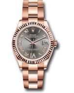 *Pre-Owned* Rolex Everose Gold Datejust 31 Watch - Fluted Bezel - Rhodium Diamond Six Dial - Oyster Bracelet