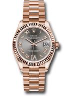 *Pre-Owned* Rolex Everose Gold Datejust 31 Watch - Fluted Bezel - Rhodium Diamond Six Dial - President Bracelet