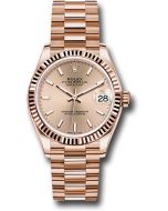  *Pre-Owned* Rolex Everose Gold Datejust 31 Watch - Fluted Bezel - RosÃ© Index Dial - President Bracelet