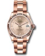  *Pre-Owned* Rolex Everose Gold Datejust 31 Watch - Fluted Bezel - RosÃ© Roman Dial - Oyster Bracelet