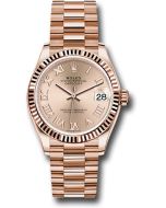  *Pre-Owned* Rolex Everose Gold Datejust 31 Watch - Fluted Bezel - RosÃ© Roman Dial - President Bracelet