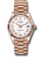  *Pre-Owned* Rolex Everose Gold Datejust 31 Watch - Fluted Bezel - White Roman Dial - President Bracelet