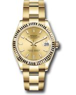 *Pre-Owned* Rolex Yellow Gold Datejust 31 Watch - Fluted Bezel - Champagne Index Dial - Oyster Bracelet