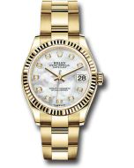  *Pre-Owned* Rolex Yellow Gold Datejust 31 Watch - Fluted Bezel - Mother-of-Pearl Diamond Dial - Oyster Bracelet