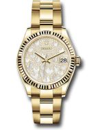  *Pre-Owned* Rolex Yellow Gold Datejust 31 Watch - Fluted Bezel - Paved Mother-of-Pearl Butterfly Dial - Oyster Bracelet