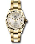 *Pre-Owned* Rolex Yellow Gold Datejust 31 Watch - Fluted Bezel - Silver Diamond Six Dial - Oyster Bracelet