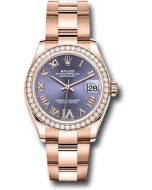 *Pre-Owned* Rolex Everose Gold Datejust 31 Watch - Diamond Bezel - Aubergine Diamond Six Dial - Oyster Bracelet