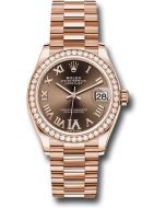  *Pre-Owned* Rolex Everose Gold Datejust 31 Watch - Diamond Bezel - Chocolate Diamond Six Dial - President Bracelet
