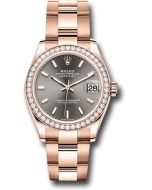  *Pre-Owned* Rolex Everose Gold Datejust 31 Watch - Diamond Bezel - Rhodium Index Dial - Oyster Bracelet