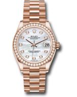  *Pre-Owned* Rolex Everose Gold Datejust 31 Watch - Diamond Bezel - Silver Diamond Dial - President Bracelet