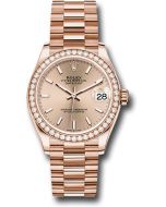  *Pre-Owned* Rolex Everose Gold Datejust 31 Watch - Diamond Bezel - RosÃ© Index Dial - President Bracelet