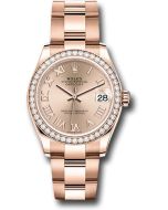  *Pre-Owned* Rolex Everose Gold Datejust 31 Watch - Diamond Bezel - RosÃ© Roman Dial - Oyster Bracelet