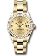  *Pre-Owned* Rolex Yellow Gold Datejust 31 Watch - Diamond Bezel - Champagne Diamond Dial - Oyster Bracelet