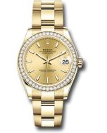  *Pre-Owned* Rolex Yellow Gold Datejust 31 Watch - Diamond Bezel - Champagne Index Dial - Oyster Bracelet