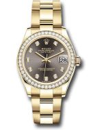  *Pre-Owned* Rolex Yellow Gold Datejust 31 Watch - Diamond Bezel - Dark Grey Diamond Dial - Oyster Bracelet