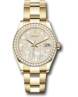  *Pre-Owned* Rolex Yellow Gold Datejust 31 Watch - Diamond Bezel - Paved Mother-of-Pearl Butterfly Dial - Oyster Bracelet