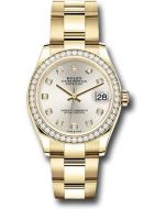 *Pre-Owned* Rolex Yellow Gold Datejust 31 Watch - Diamond Bezel - Silver Diamond Dial - Oyster Bracelet
