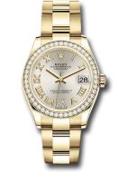  *Pre-Owned* Rolex Yellow Gold Datejust 31 Watch - Diamond Bezel - Silver Diamond Six Dial - Oyster Bracelet