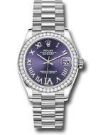  *Pre-Owned* Rolex White Gold Datejust 31 Watch - Diamond Bezel - Aubergine Diamond Roman Dial - President Bracelet