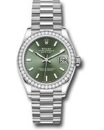  *Pre-Owned* Rolex White Gold Datejust 31 Watch - Diamond Bezel - Mint Green Index Dial - President Bracelet