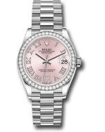   *Pre-Owned* Rolex White Gold Datejust 31 Watch - Diamond Bezel - Pink Diamond Roman Dial - President Bracelet