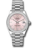   *Pre-Owned* Rolex White Gold Datejust 31 Watch - Diamond Bezel - Pink Index Dial - President Bracelet