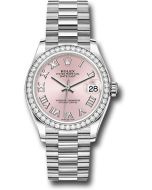  *Pre-Owned* Rolex White Gold Datejust 31 Watch - Diamond Bezel - Pink Roman Dial - President Bracelet