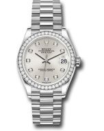  *Pre-Owned* Rolex White Gold Datejust 31 Watch - Diamond Bezel - Silver Diamond Dial - President Bracelet