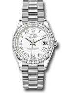  *Pre-Owned* Rolex White Gold Datejust 31 Watch - Diamond Bezel - White Roman Dial - President Bracelet