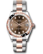  *Pre-Owned* Rolex Steel and Everose Gold Datejust 31 Watch - 24 Diamond Bezel - White Roman Dial - Oyster Bracelet