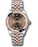  *Pre-Owned* Rolex Steel and Everose Gold Datejust 31 Watch - 24 Diamond Bezel - Dark Rhodium Diamond Roman VI Dial - Jubilee Bracelet